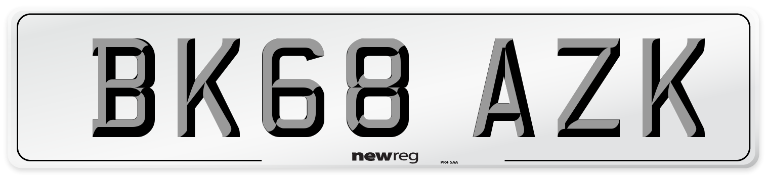 BK68 AZK Number Plate from New Reg